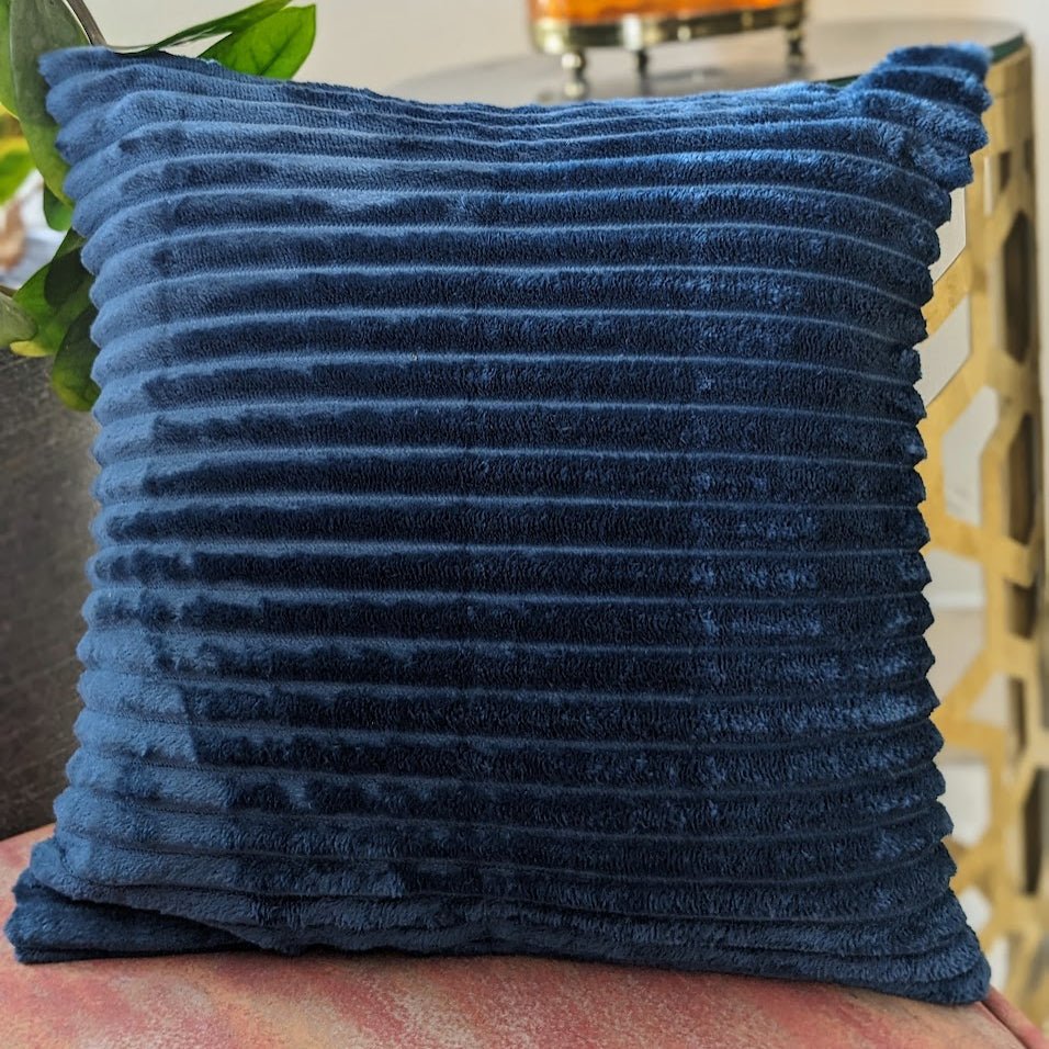 Velvet Trail Steel Blue Cushion Cover, Pack of 2, 16" x 16" - Coral Slub -